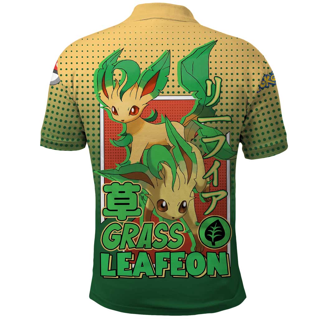 Leafeon from Poké Polo Shirt with Grass Type Power and Nature Design - The Mazicc