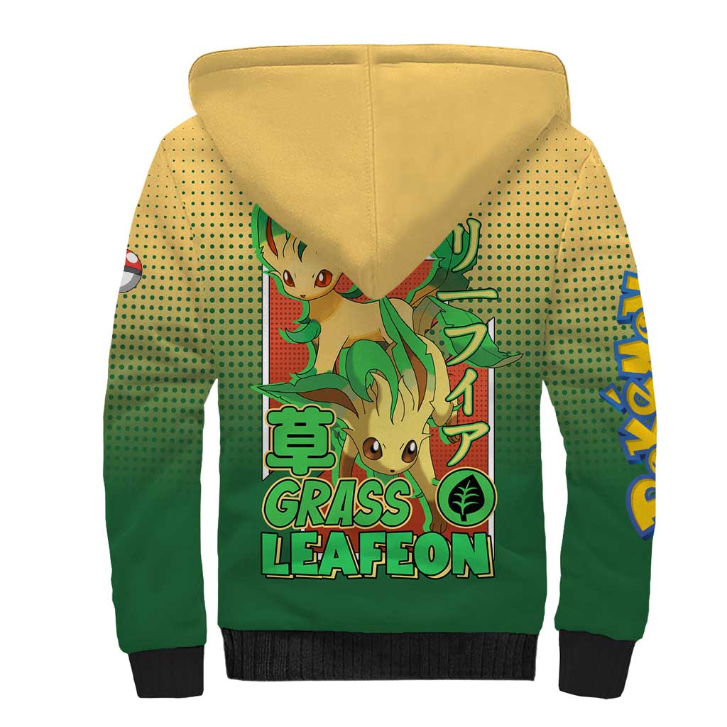 Leafeon from Poké Sherpa Hoodie with Grass Type Power and Nature Design - The Mazicc