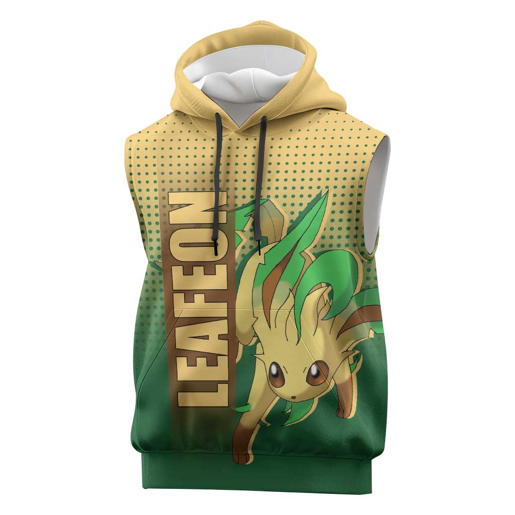 Leafeon from Poké Sleeveless Hoodie with Grass Type Power and Nature Design - The Mazicc