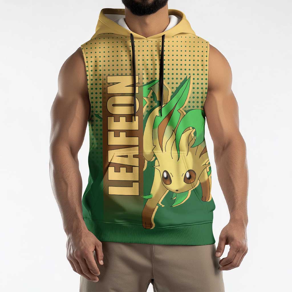 Leafeon from Poké Sleeveless Hoodie with Grass Type Power and Nature Design - The Mazicc