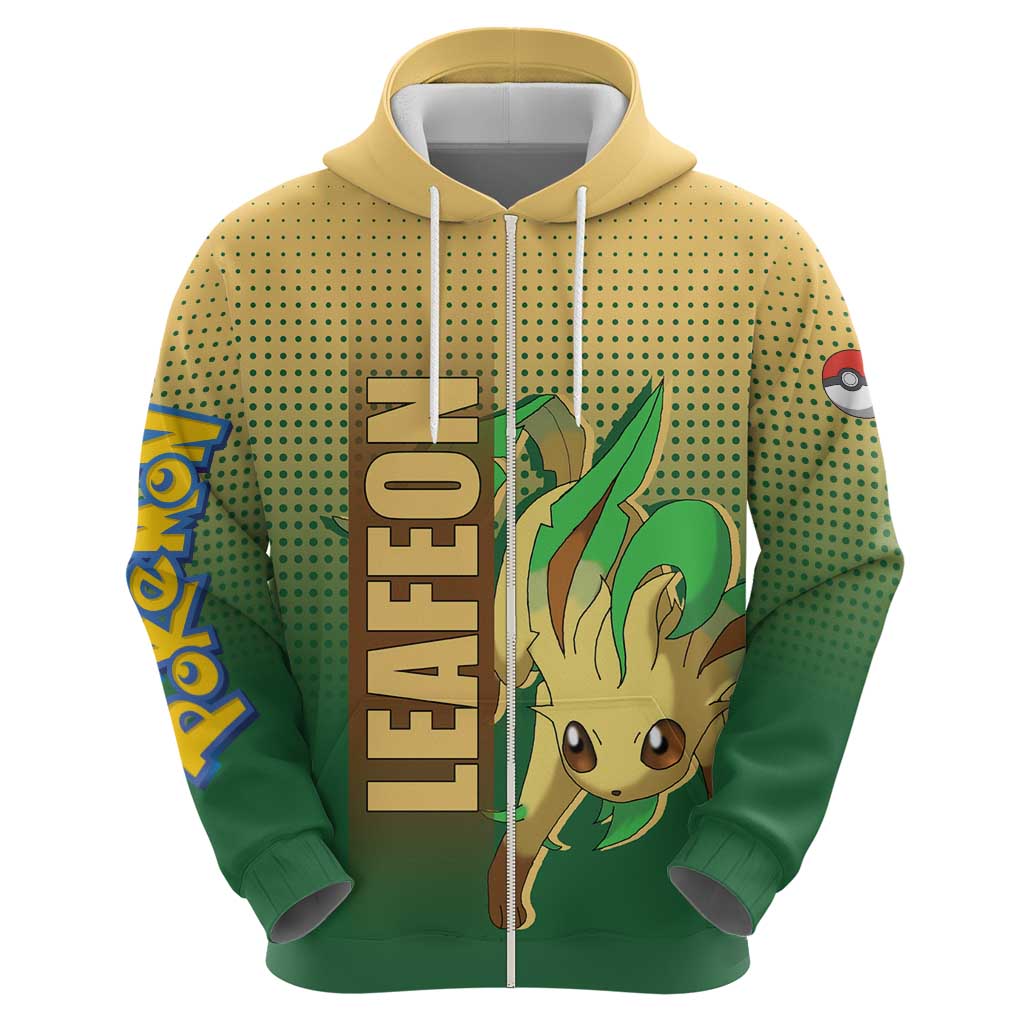 Leafeon from Poké Zip Hoodie with Grass Type Power and Nature Design - The Mazicc