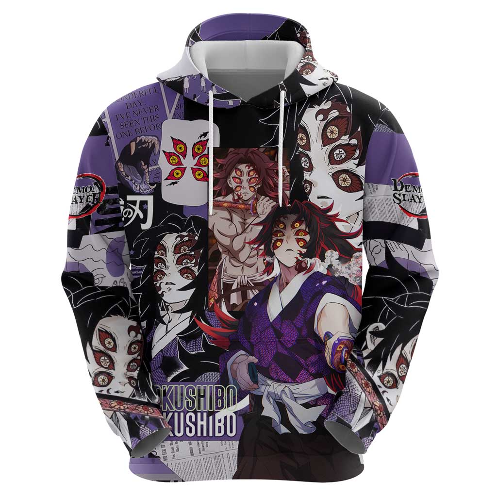 Kokushibo from Demon Slayer Hoodie with Dark Red and Black Demonic Moon Style Design - The Mazicc