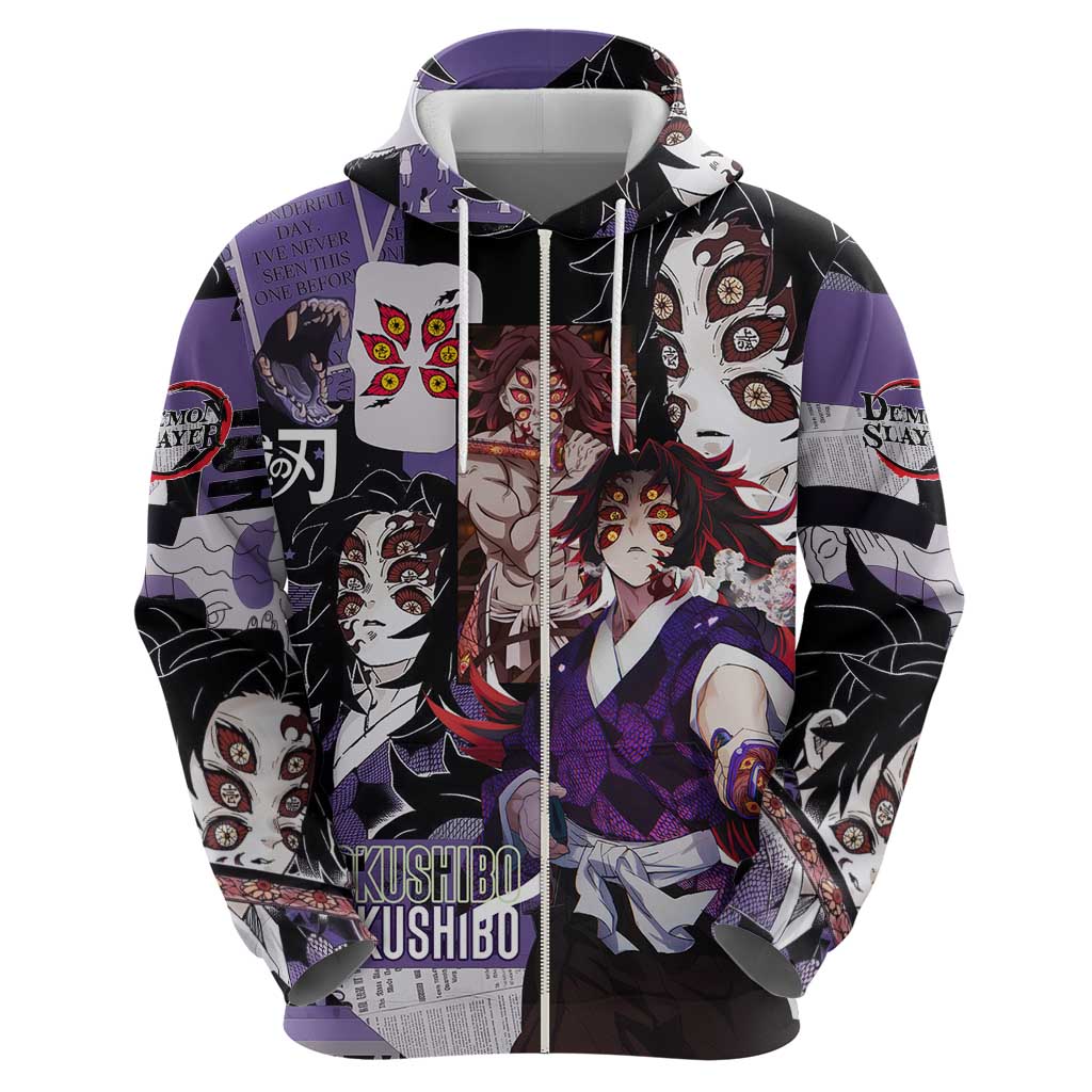 Kokushibo from Demon Slayer Hoodie with Dark Red and Black Demonic Moon Style Design - The Mazicc