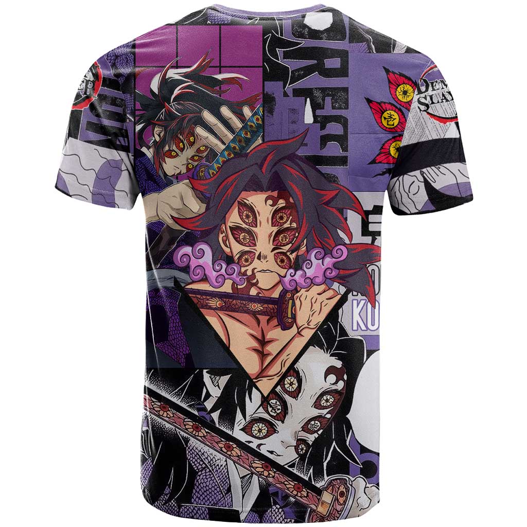 Kokushibo from Demon Slayer T Shirt with Dark Red and Black Demonic Moon Style Design - The Mazicc