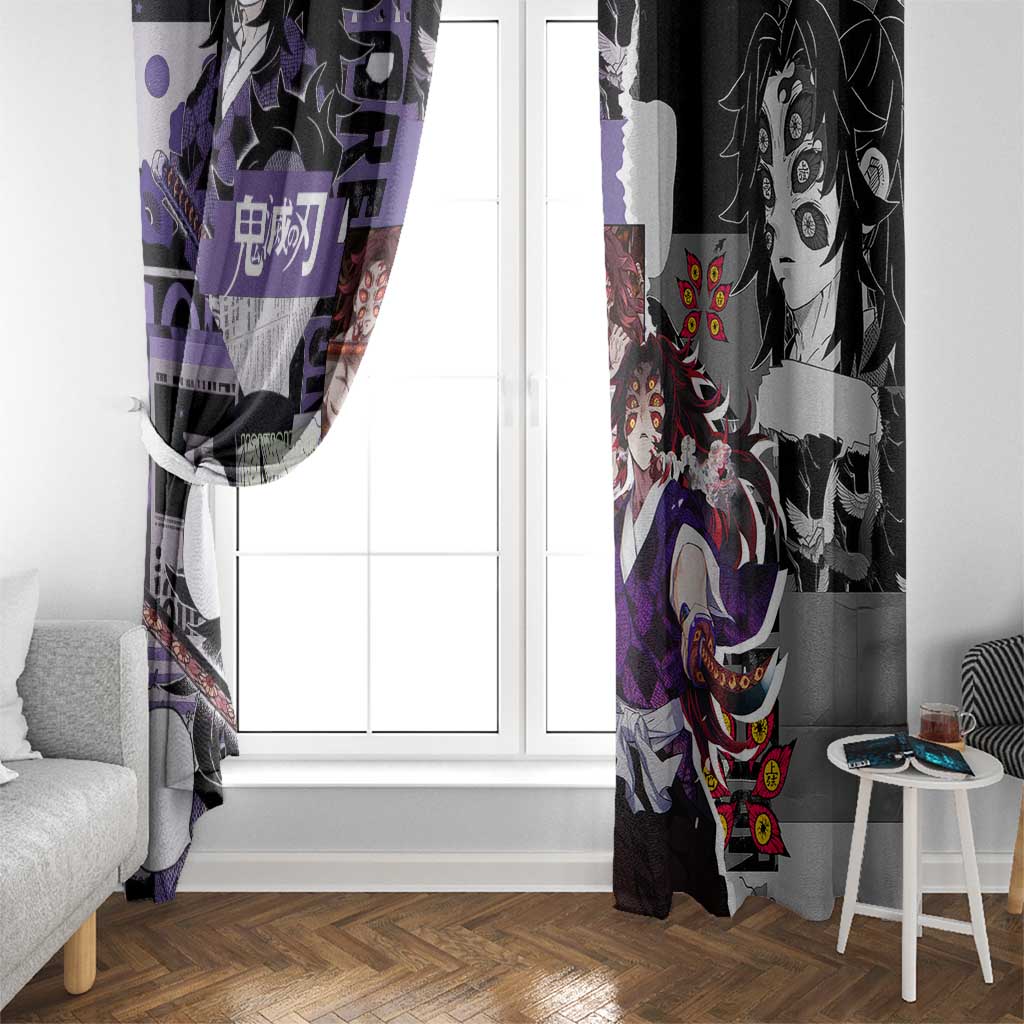 Kokushibo from Demon Slayer Window Curtain with Dark Red and Black Demonic Moon Style Design - The Mazicc