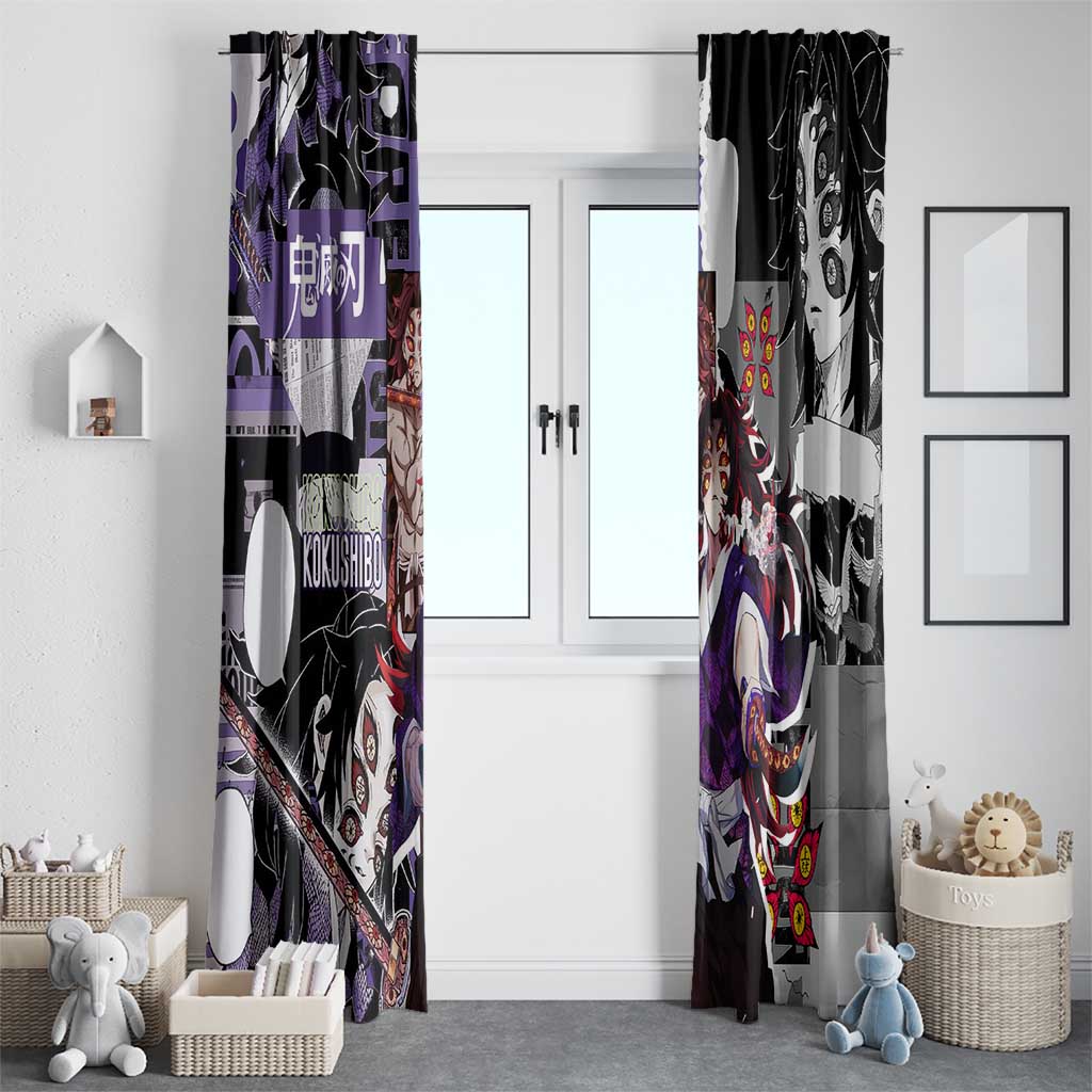 Kokushibo from Demon Slayer Window Curtain with Dark Red and Black Demonic Moon Style Design - The Mazicc