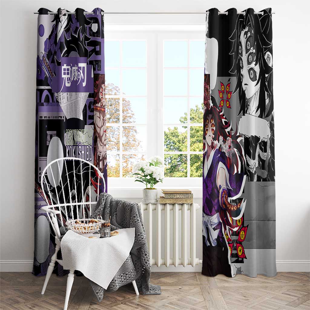 Kokushibo from Demon Slayer Window Curtain with Dark Red and Black Demonic Moon Style Design - The Mazicc