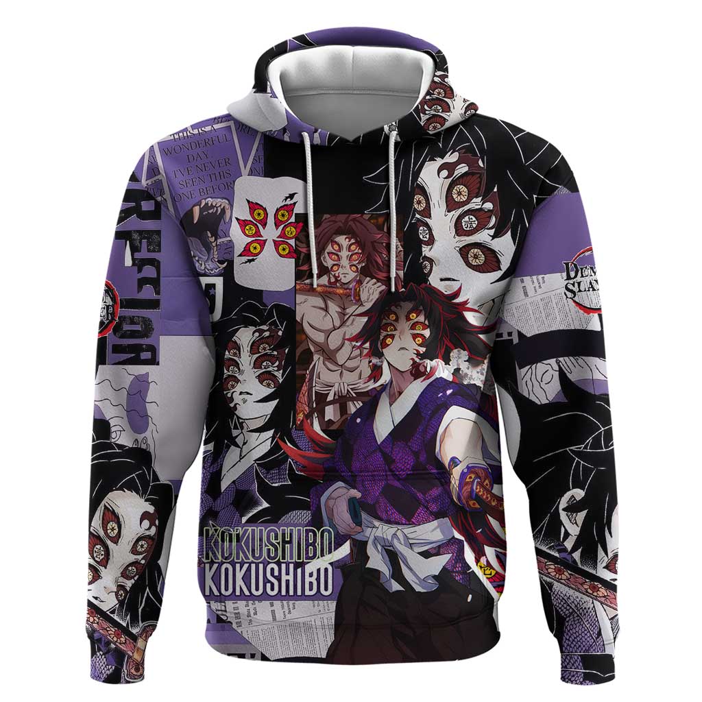 Kokushibo from Demon Slayer Zip Hoodie with Dark Red and Black Demonic Moon Style Design - The Mazicc
