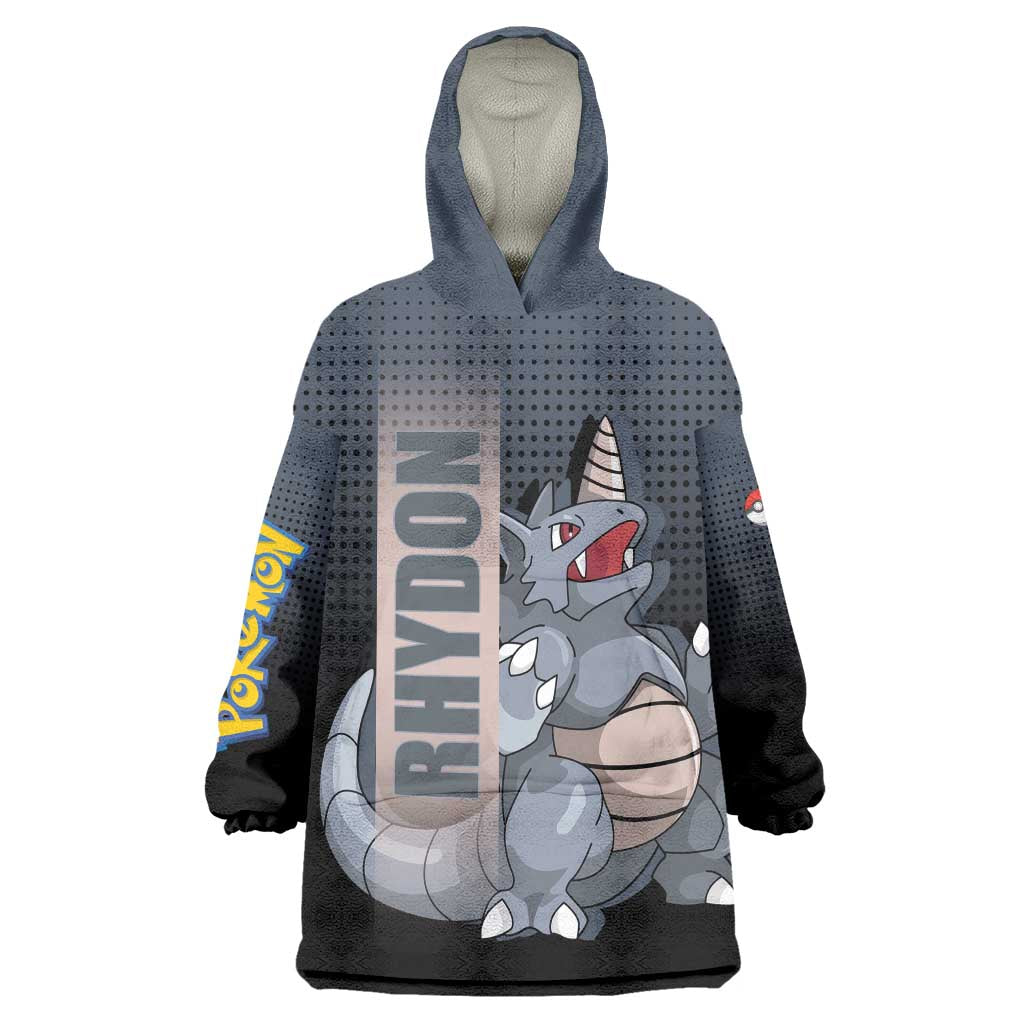Rhydon Poké Wearable Blanket Hoodie with Rock Type Icon Design and Battle Ready Pose Print - The Mazicc