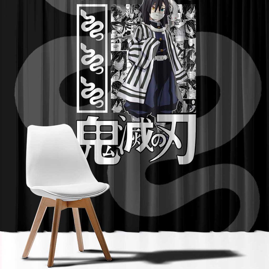 Obanai Iguro Kimesu No Yaiba Window Curtain Anime Style
