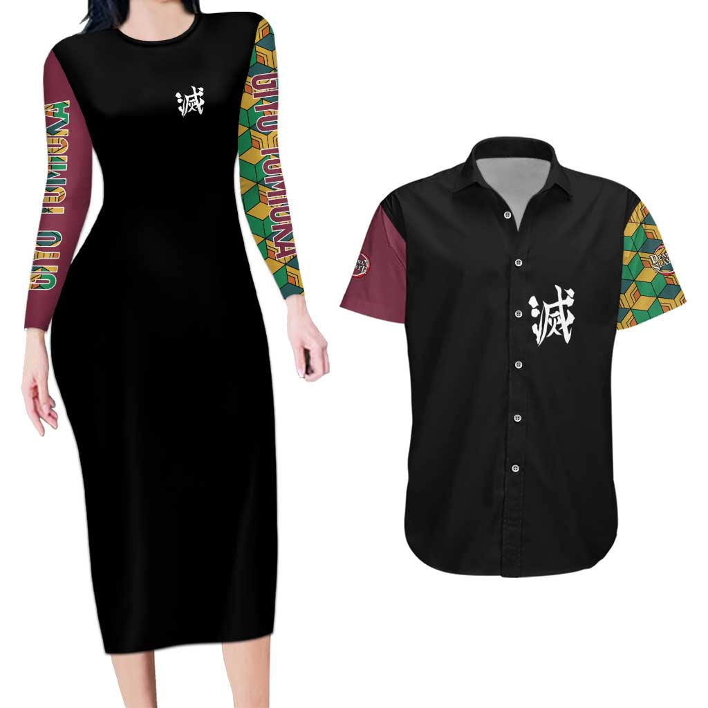 Giyu Tomioka V2 Demon Slayer Couples Matching Long Sleeve Bodycon Dress and Hawaiian Shirt Anime Style