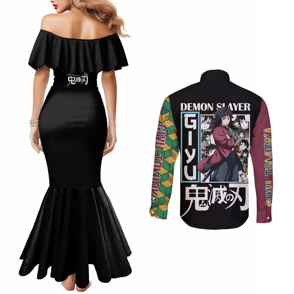 Giyu Tomioka V2 Demon Slayer Couples Matching Mermaid Dress and Long Sleeve Button Shirt Anime Style