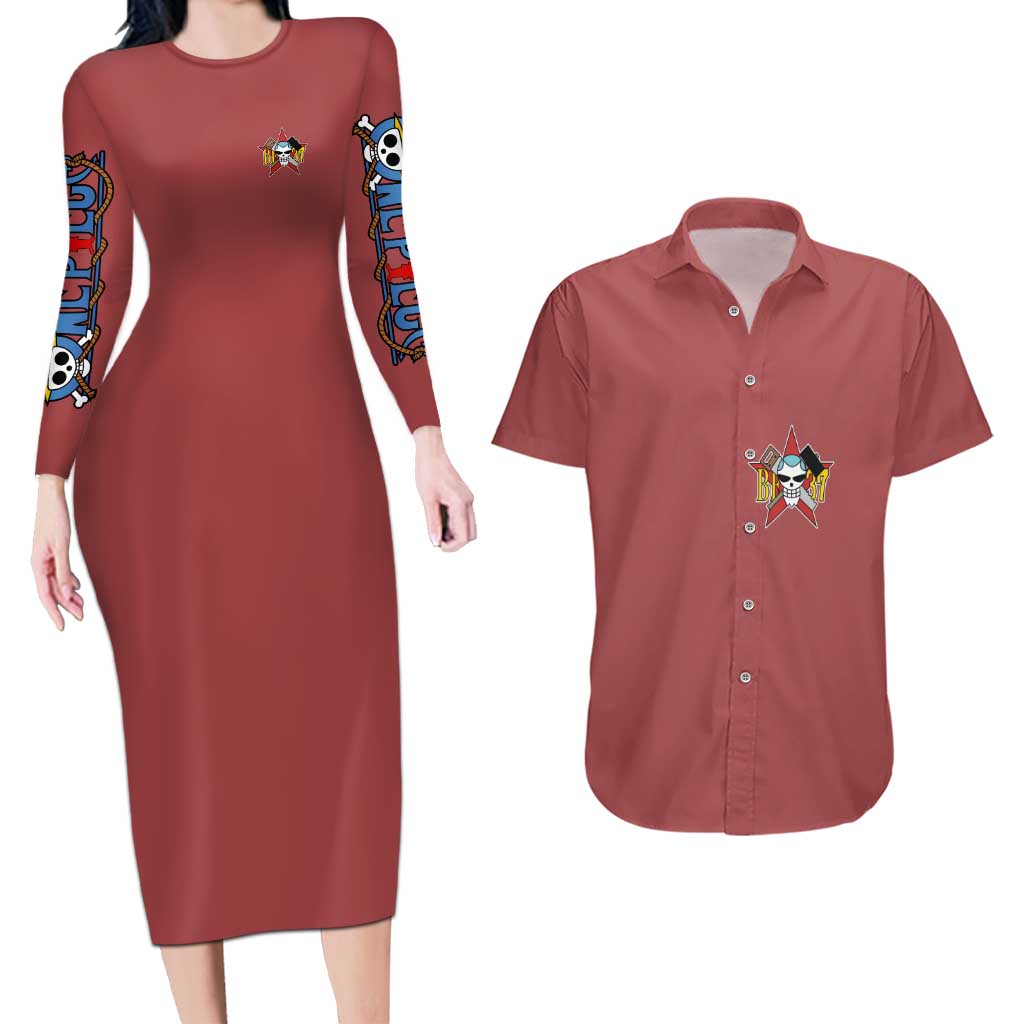 Franky One Piece Couples Matching Long Sleeve Bodycon Dress and Hawaiian Shirt Anime Style