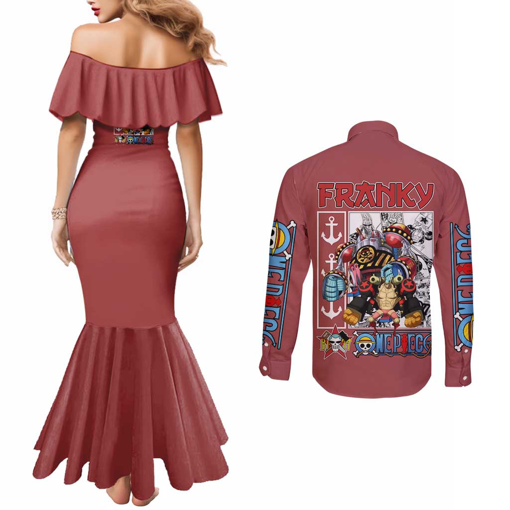 Franky One Piece Couples Matching Mermaid Dress and Long Sleeve Button Shirt Anime Style