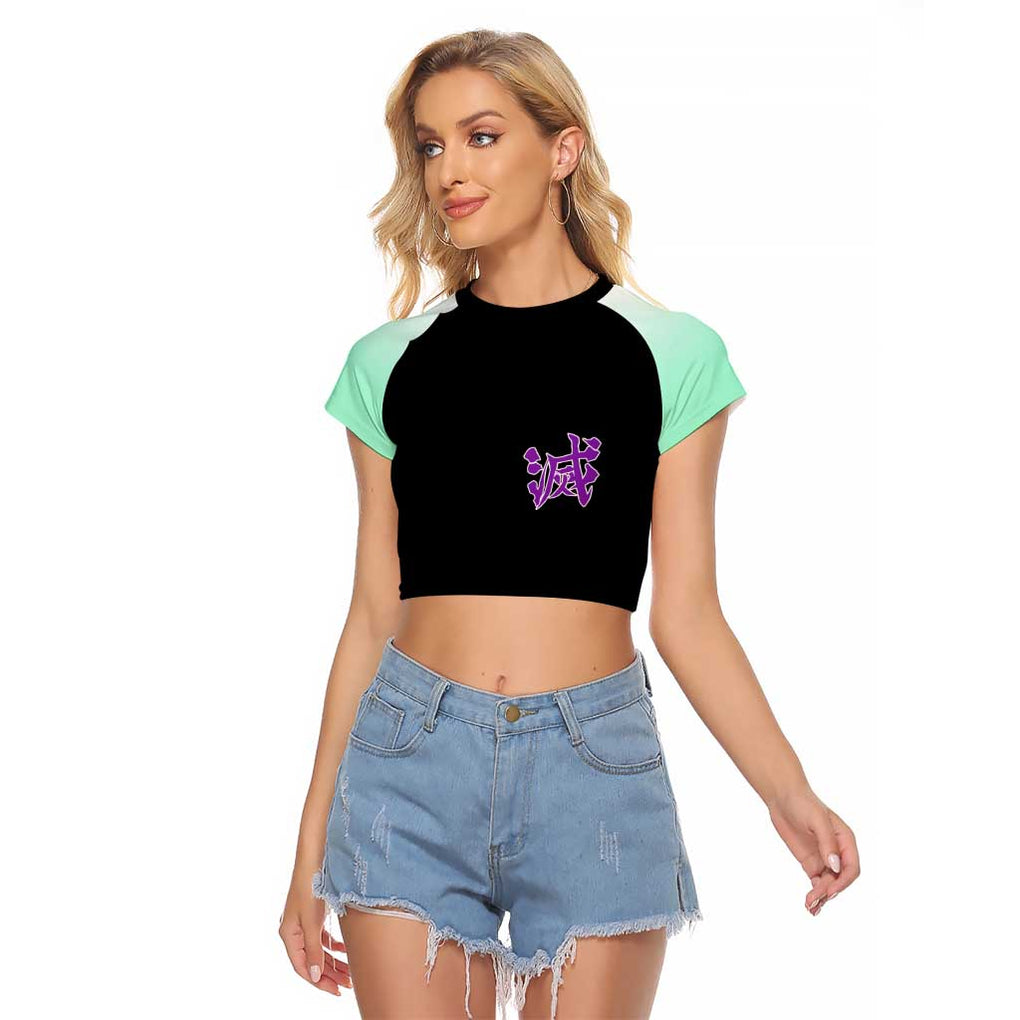 Shinobu Kocho Kimesu No Yaiba Raglan Cropped T Shirt Japan Anime Style