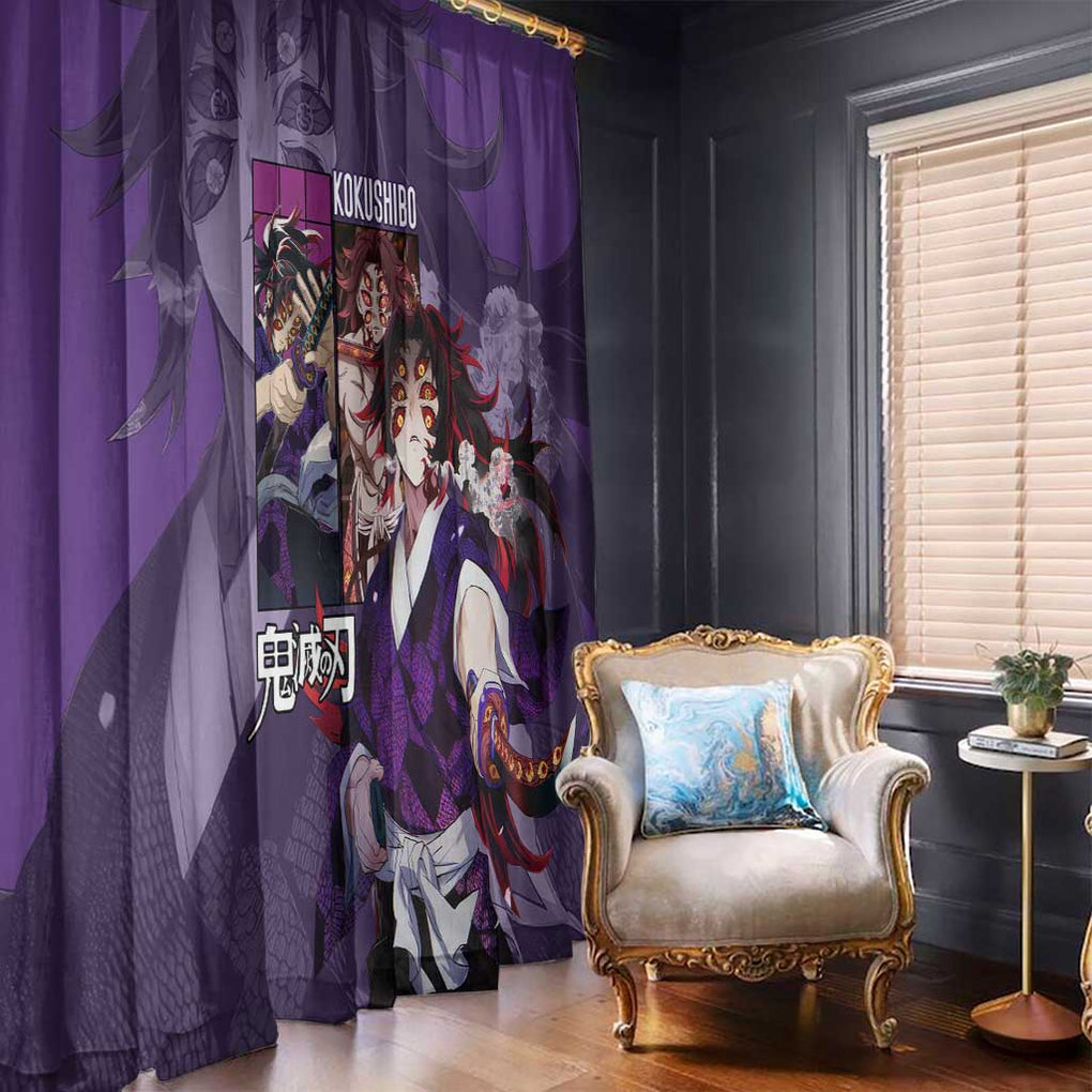 Kokushibo Kimesu No Yaiba Window Curtain Japan Anime Style