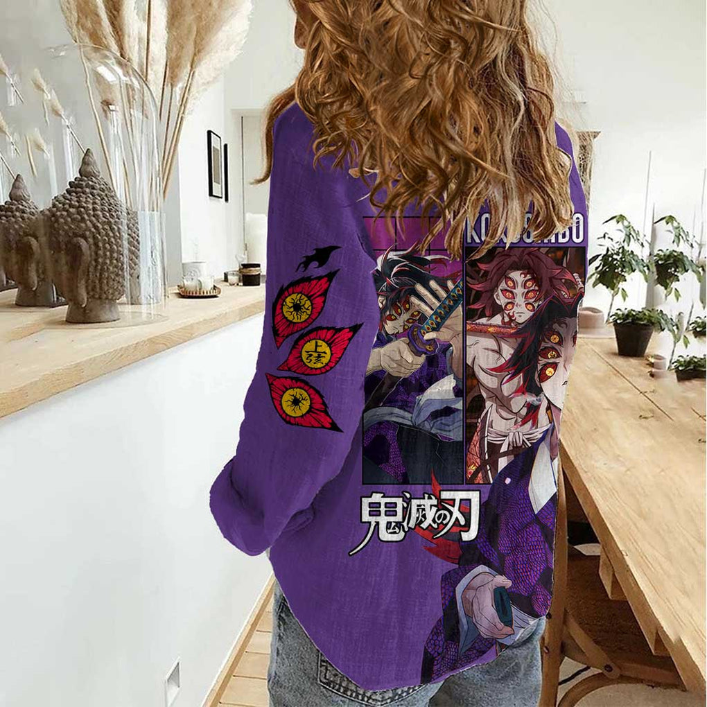 Kokushibo Kimesu No Yaiba Women Casual Shirt Japan Anime Style