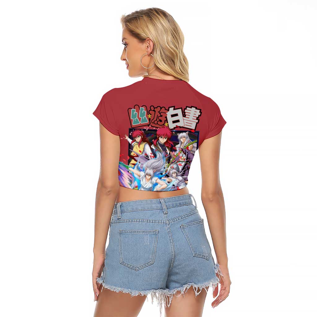 Yoko Kurama Yuyu Hakusho Raglan Cropped T Shirt Anime Style