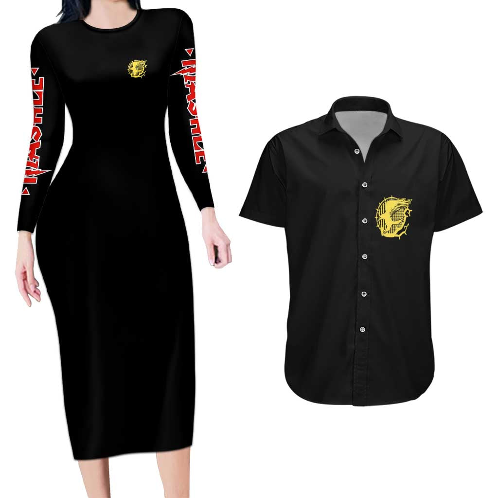Mash Burnedead Mashle Couples Matching Long Sleeve Bodycon Dress and Hawaiian Shirt Anime Style