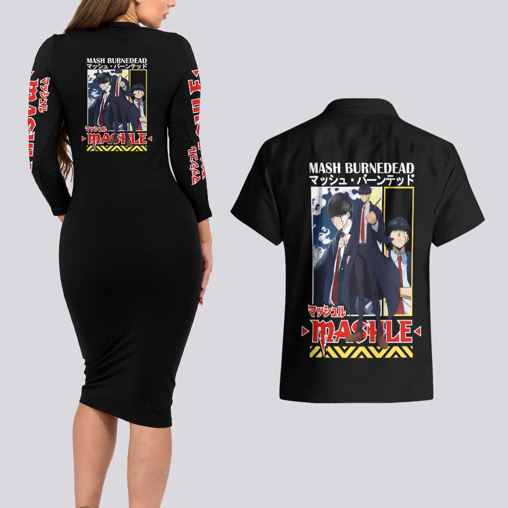 Mash Burnedead Mashle Couples Matching Long Sleeve Bodycon Dress and Hawaiian Shirt Anime Style