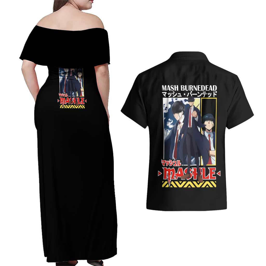 Mash Burnedead Mashle Couples Matching Off Shoulder Maxi Dress and Hawaiian Shirt Anime Style