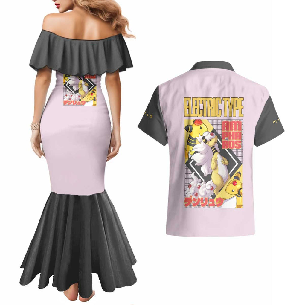 Ampharos - Poke Couples Matching Mermaid Dress and Hawaiian Shirt Anime Style