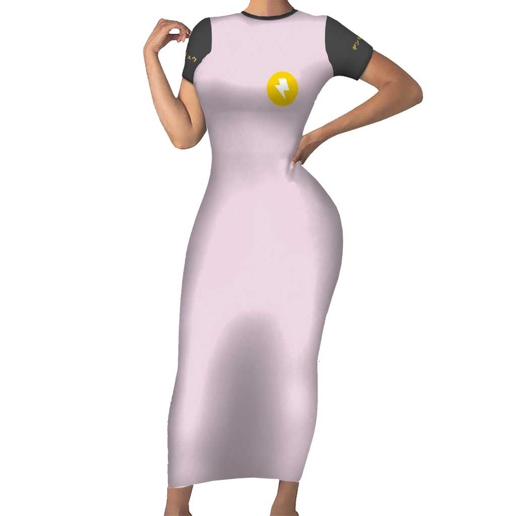 Ampharos - Poke Short Sleeve Bodycon Dress Anime Style