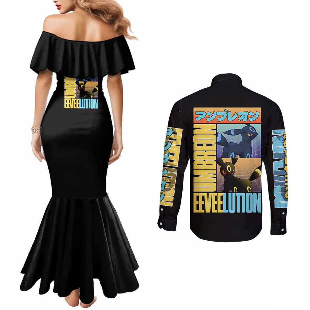 Umbreon Poke Couples Matching Mermaid Dress and Long Sleeve Button Shirt Anime Style
