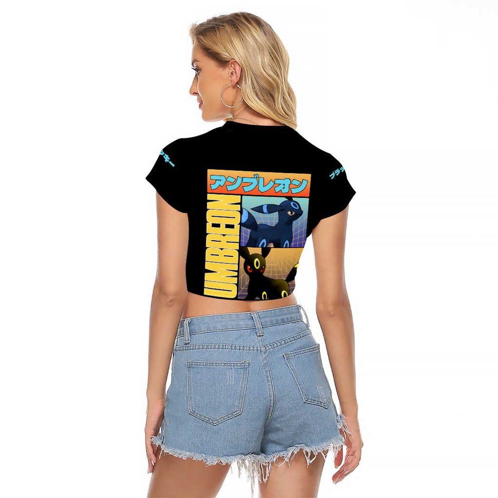 Umbreon Poke Raglan Cropped T Shirt Anime Style