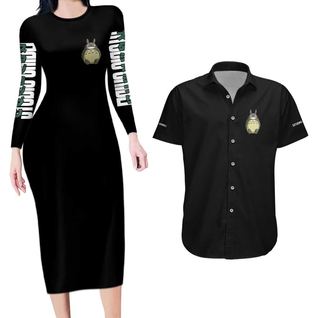 My Neighbor Totoro Studio Ghibli Couples Matching Long Sleeve Bodycon Dress and Hawaiian Shirt Anime Style