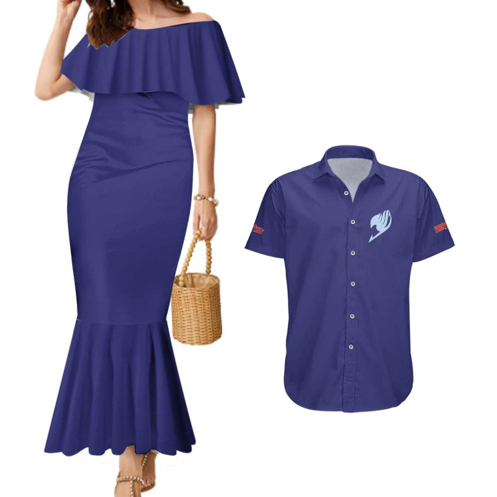 Gruvia Fairy Tail Couples Matching Mermaid Dress and Hawaiian Shirt Anime Style