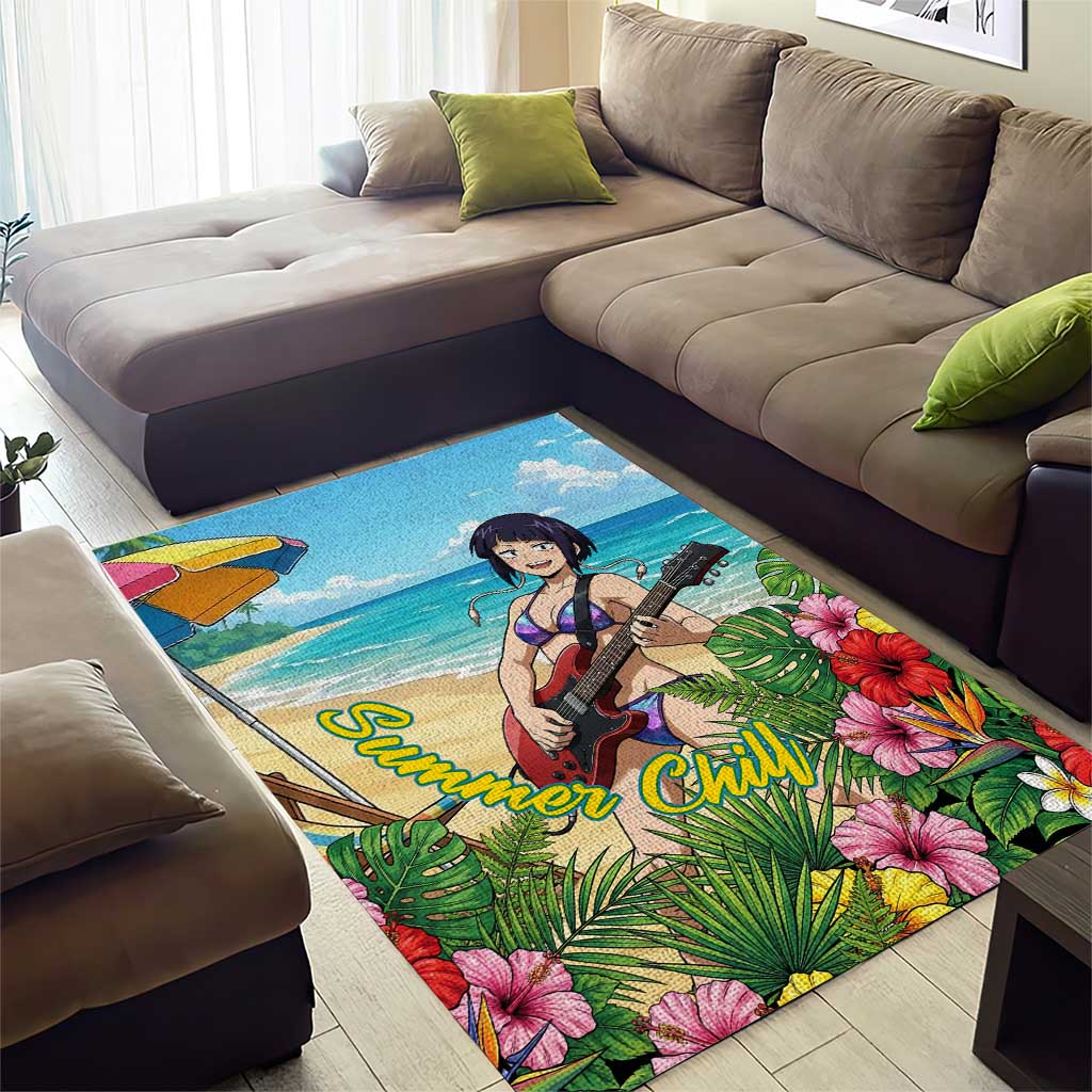 Kyoka Jiro Summer Chill Area Rug Tropical Anime Rock Vibes