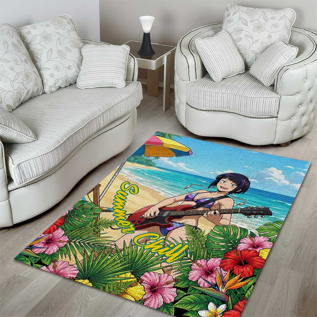 Kyoka Jiro Summer Chill Area Rug Tropical Anime Rock Vibes
