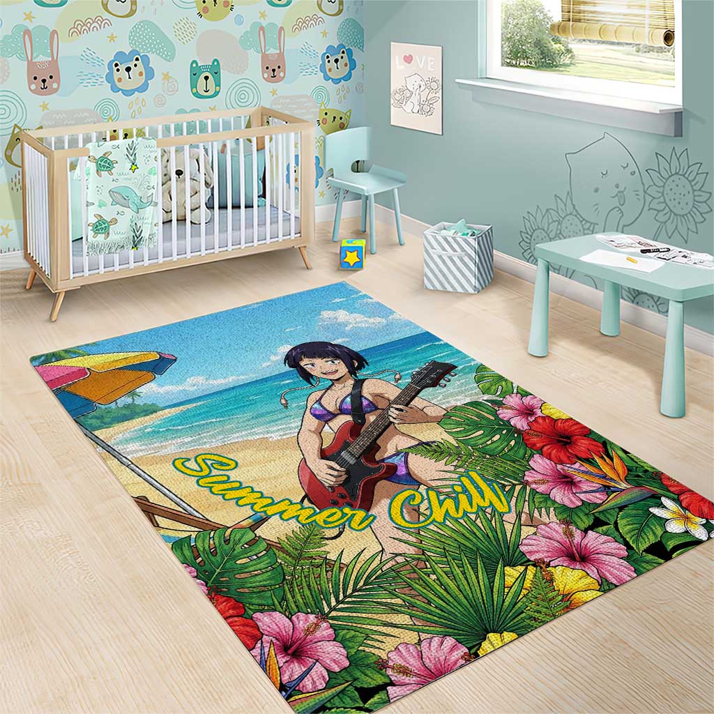 Kyoka Jiro Summer Chill Area Rug Tropical Anime Rock Vibes