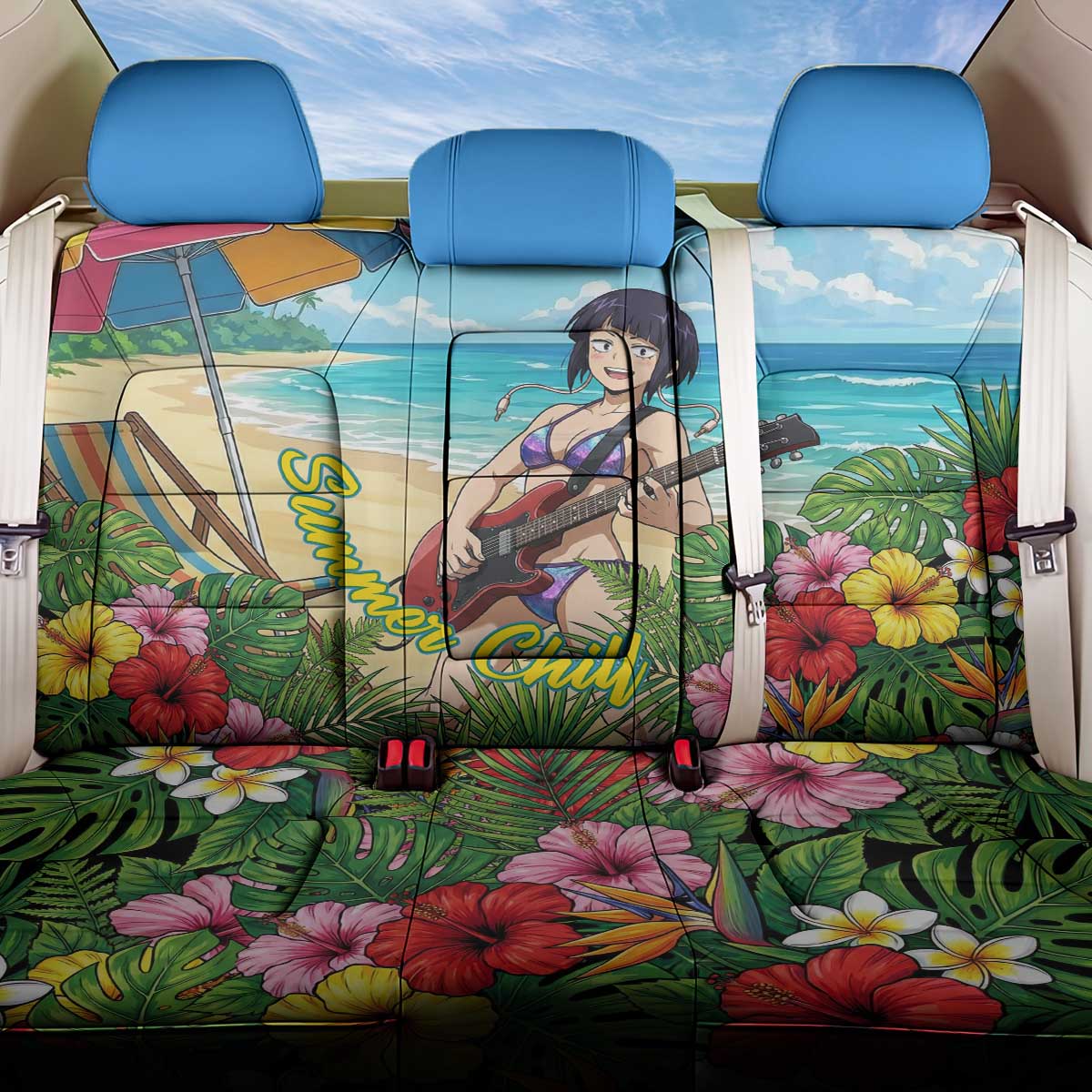 Kyoka Jiro Summer Chill Back Car Seat Cover Tropical Anime Rock Vibes