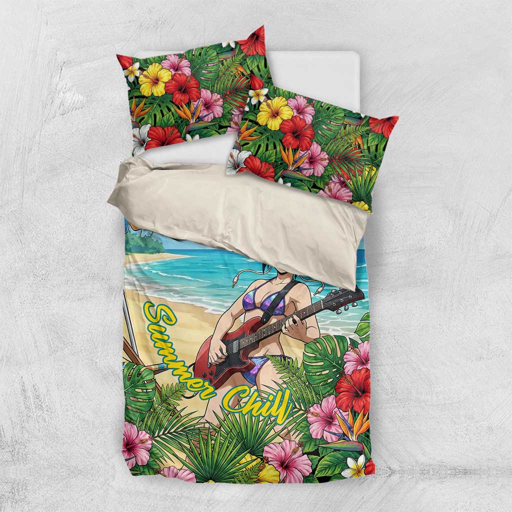 Kyoka Jiro Summer Chill Bedding Set Tropical Anime Rock Vibes