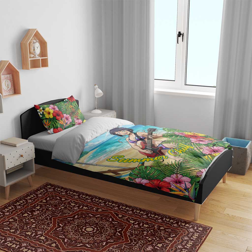 Kyoka Jiro Summer Chill Bedding Set Tropical Anime Rock Vibes