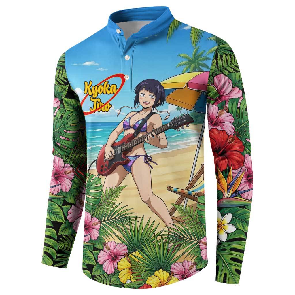 Kyoka Jiro Summer Chill Button Sweatshirt Tropical Anime Rock Vibes