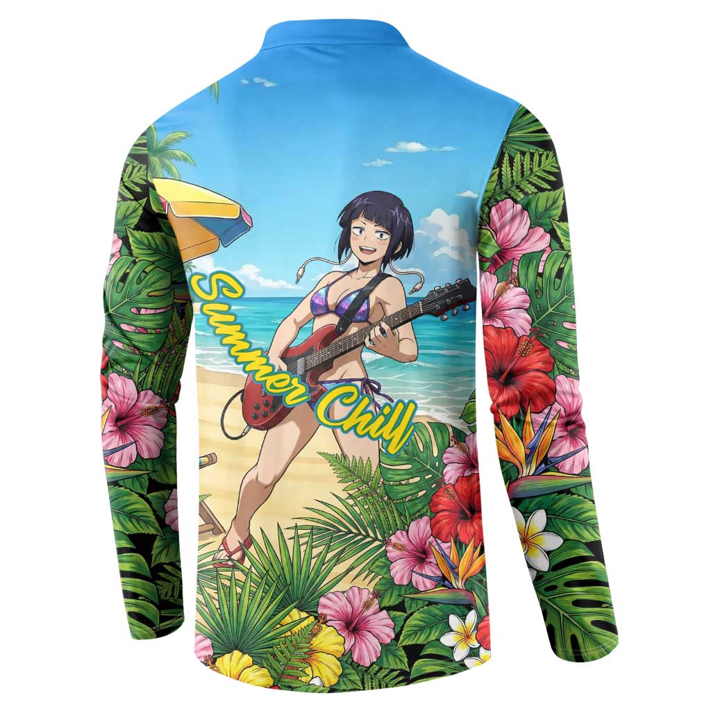 Kyoka Jiro Summer Chill Button Sweatshirt Tropical Anime Rock Vibes