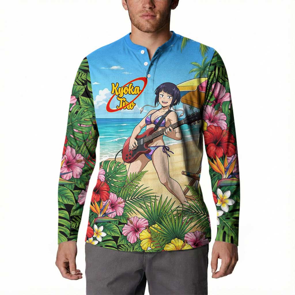 Kyoka Jiro Summer Chill Button Sweatshirt Tropical Anime Rock Vibes