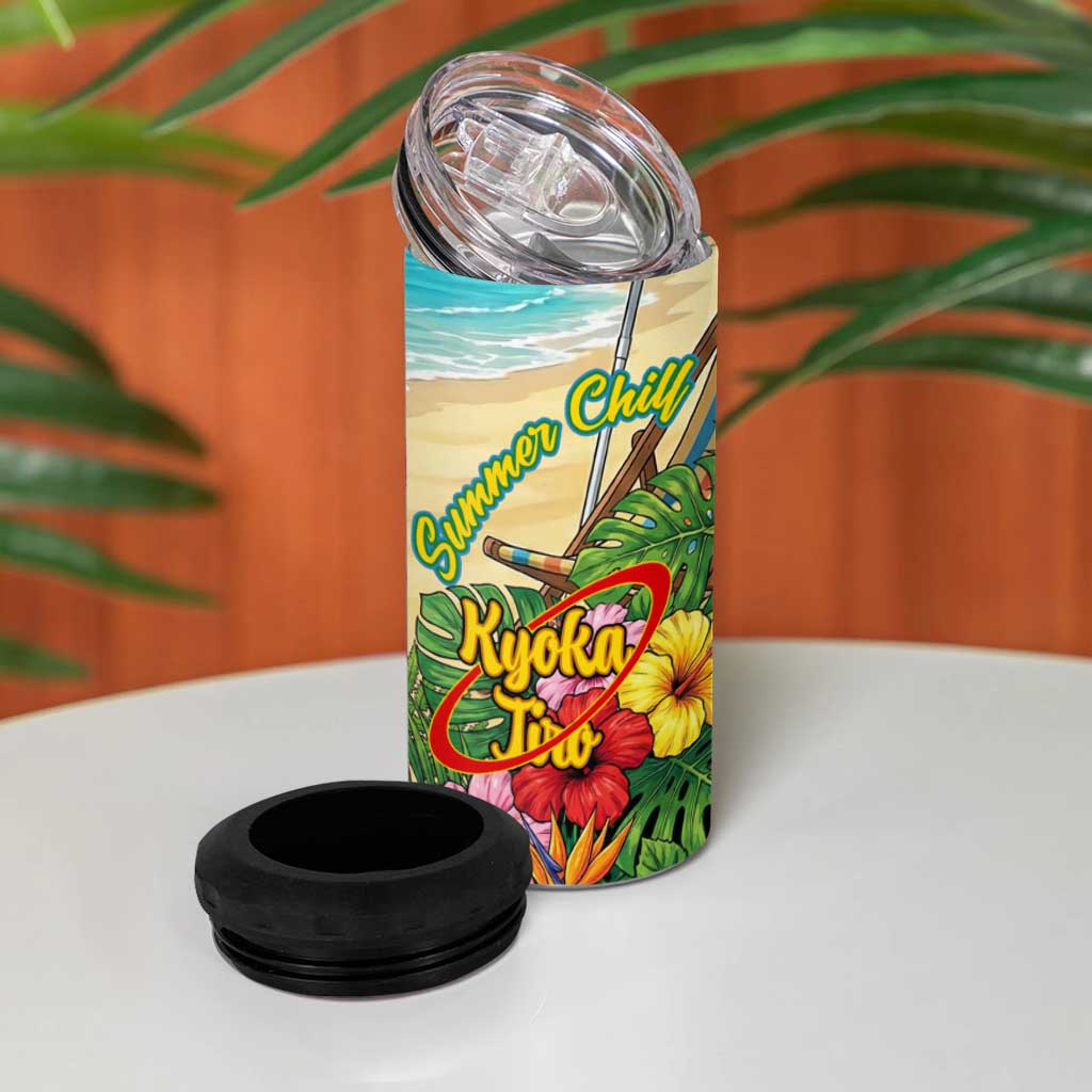 Kyoka Jiro Summer Chill 4 in 1 Can Cooler Tumbler Tropical Anime Rock Vibes