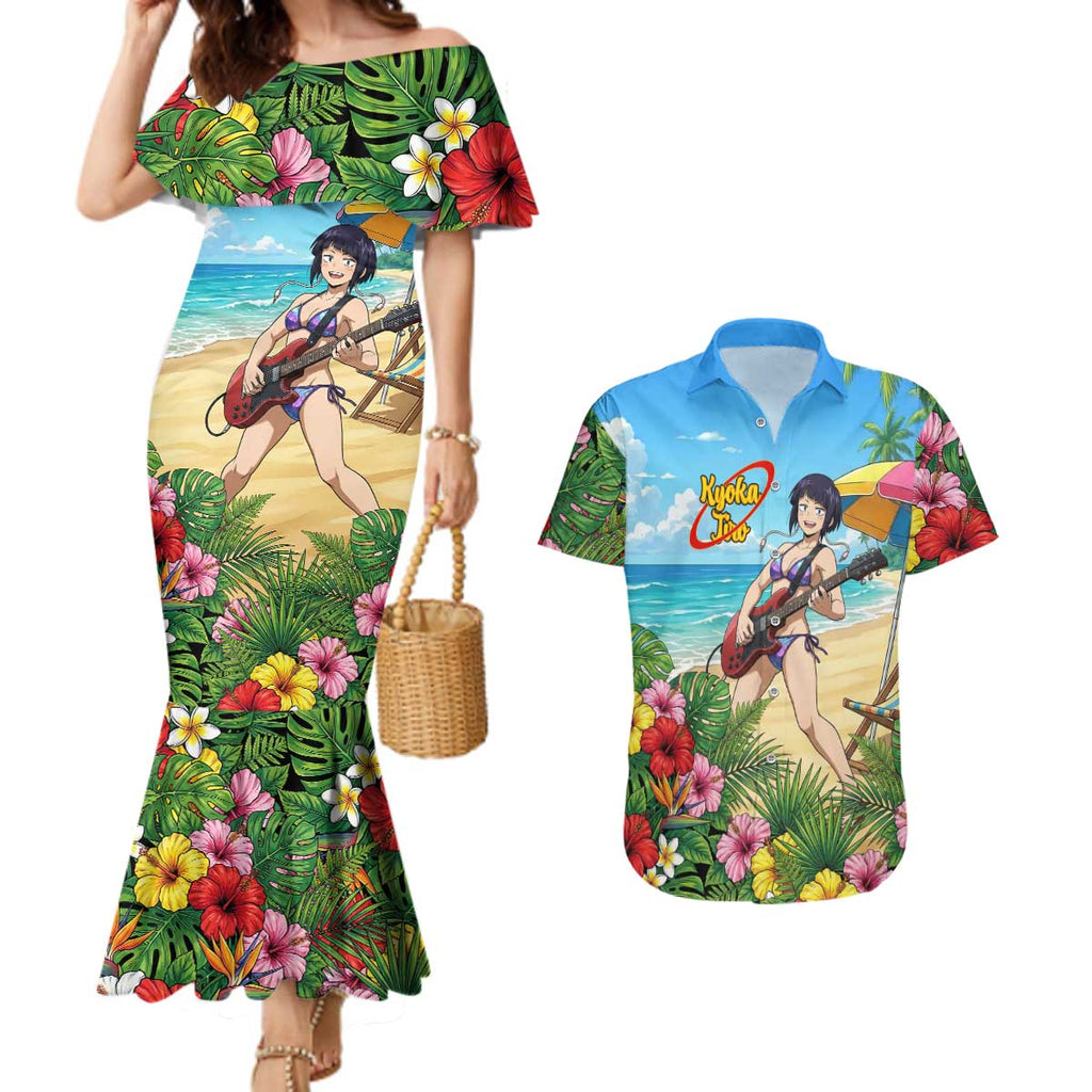 Kyoka Jiro Summer Chill Couples Matching Mermaid Dress and Hawaiian Shirt Tropical Anime Rock Vibes