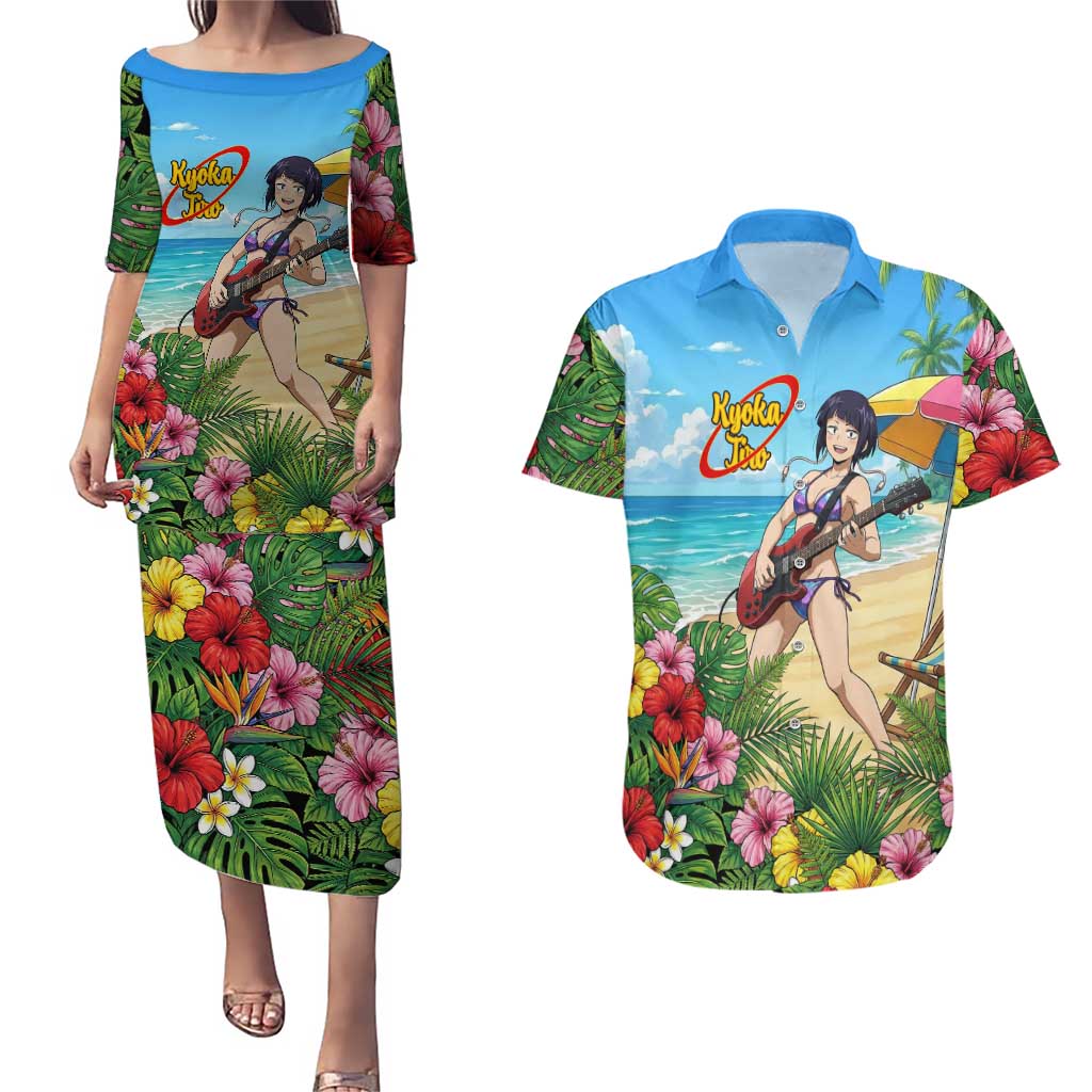 Kyoka Jiro Summer Chill Couples Matching Puletasi and Hawaiian Shirt Tropical Anime Rock Vibes