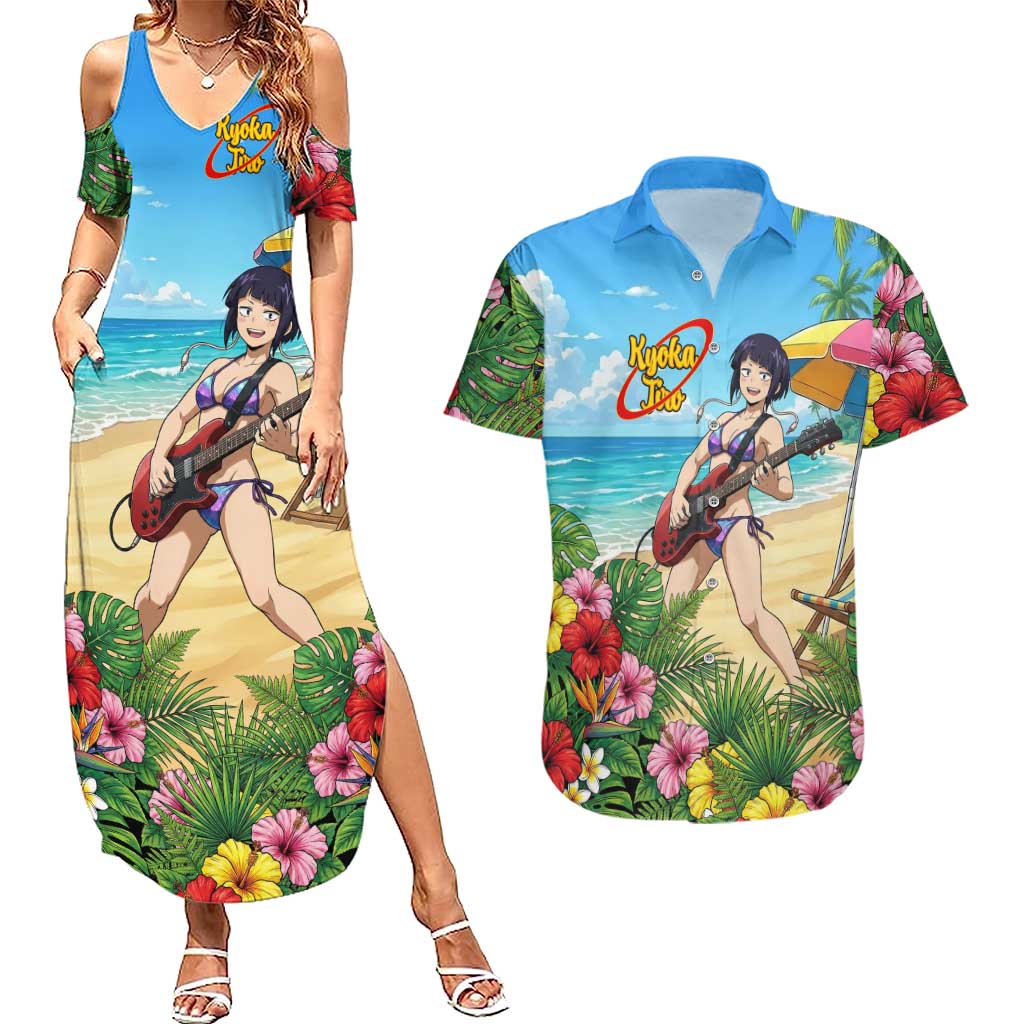 Kyoka Jiro Summer Chill Couples Matching Summer Maxi Dress and Hawaiian Shirt Tropical Anime Rock Vibes