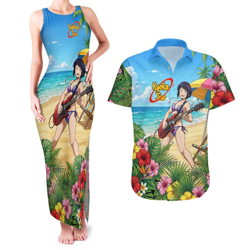 Kyoka Jiro Summer Chill Couples Matching Tank Maxi Dress and Hawaiian Shirt Tropical Anime Rock Vibes