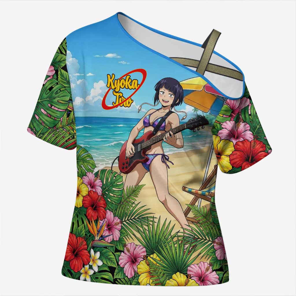 Kyoka Jiro Summer Chill Cross Shoulder Shirt Tropical Anime Rock Vibes