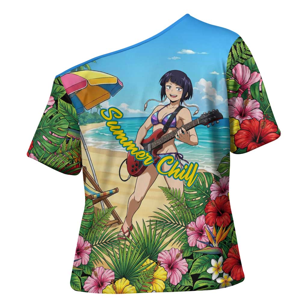 Kyoka Jiro Summer Chill Cross Shoulder Shirt Tropical Anime Rock Vibes