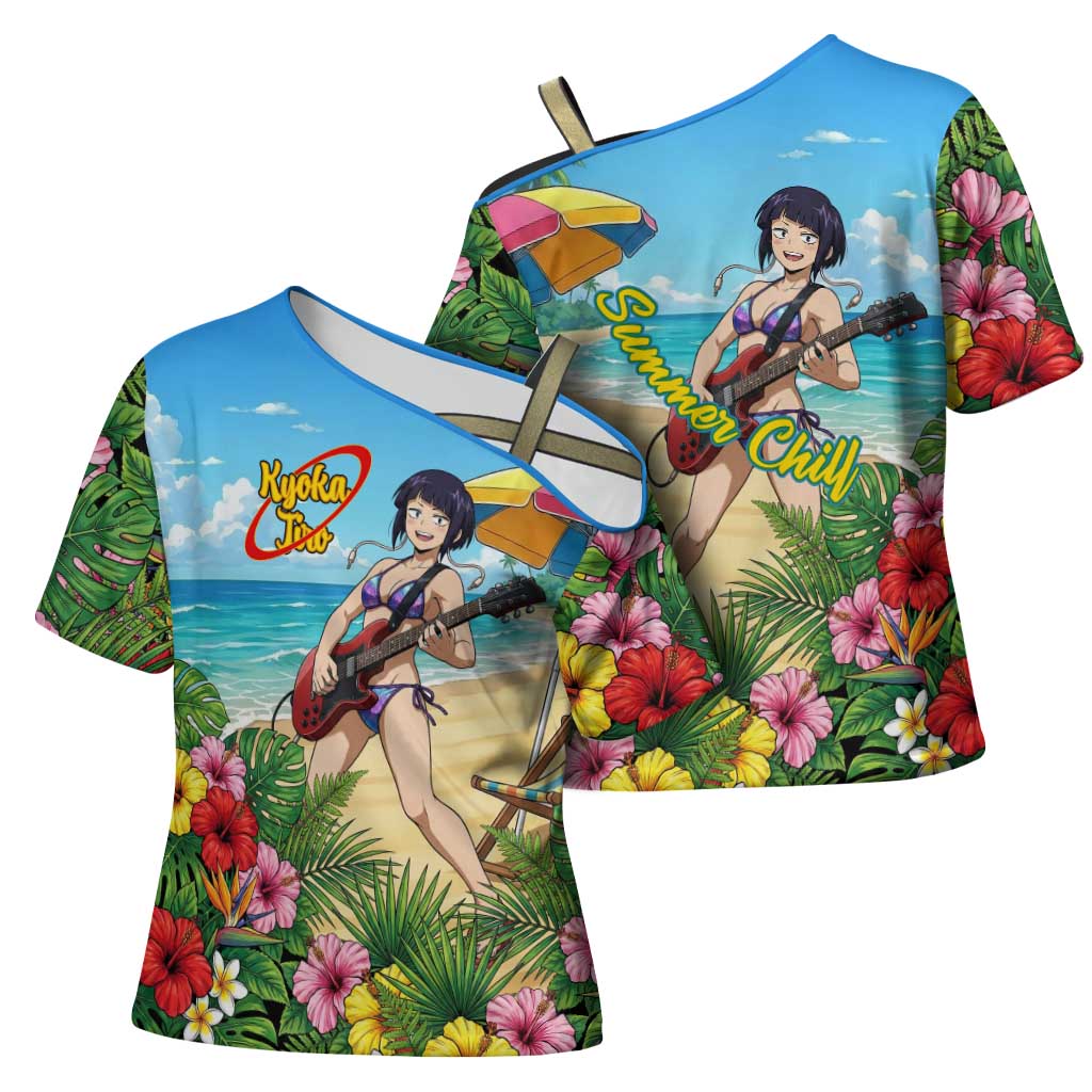 Kyoka Jiro Summer Chill Cross Shoulder Shirt Tropical Anime Rock Vibes