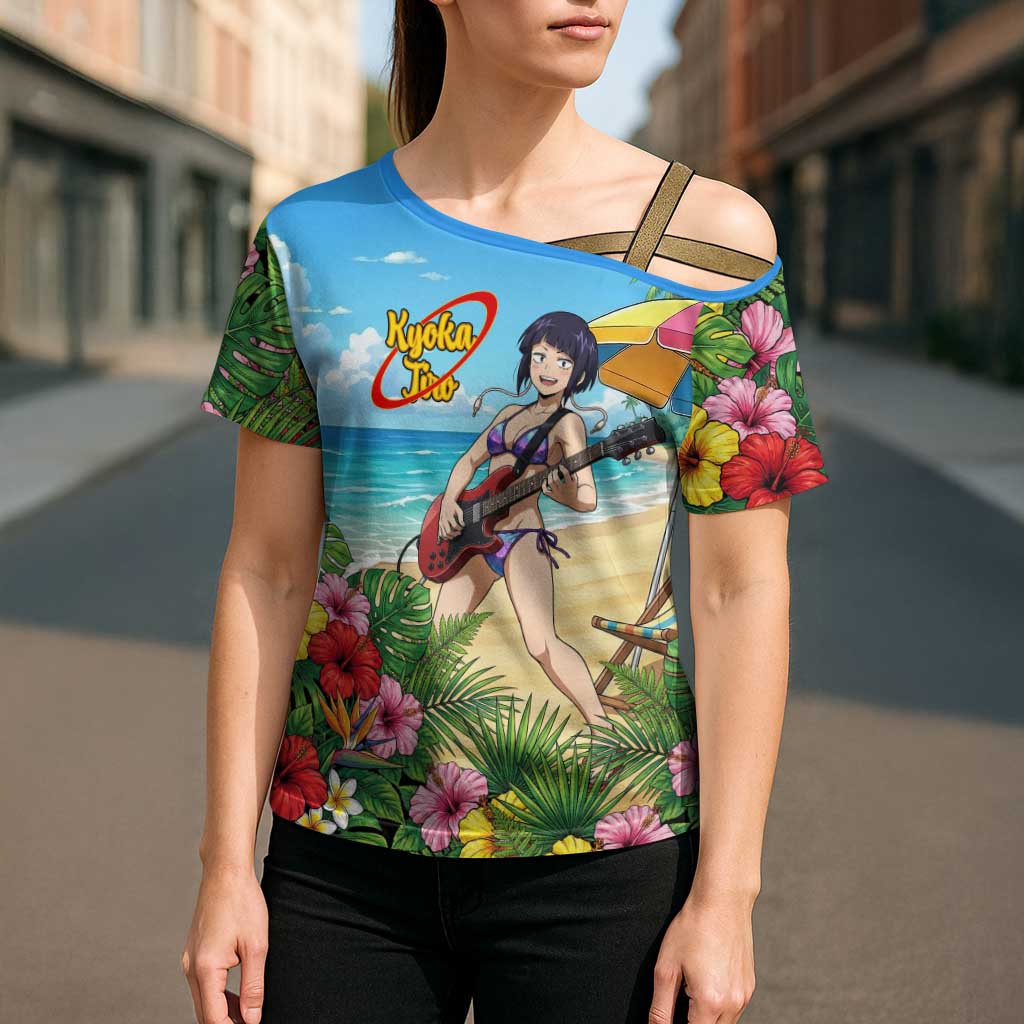Kyoka Jiro Summer Chill Cross Shoulder Shirt Tropical Anime Rock Vibes