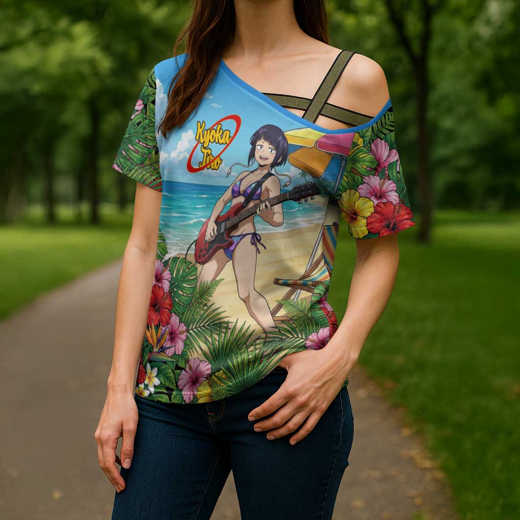 Kyoka Jiro Summer Chill Cross Shoulder Shirt Tropical Anime Rock Vibes